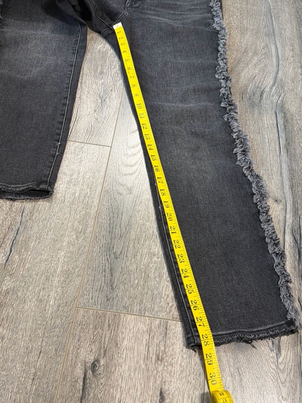 Good American Washed Black Straight-Leg Jeans with Frayed Side Detail - Picture 6 of 12